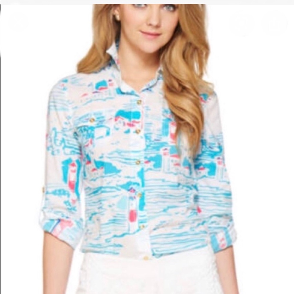 EUC Lilly Pulitzer Cruiser Shirt in Watch Out